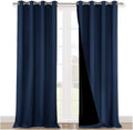NICETOWN Full Shading Curtains 90 inches Long 2 Panels Set for Windows, Super Heavy-Duty Black Lined Blackout Curtains for Bedroom, Privacy Assured Window Treatment (Navy Blue, 52 inches W)