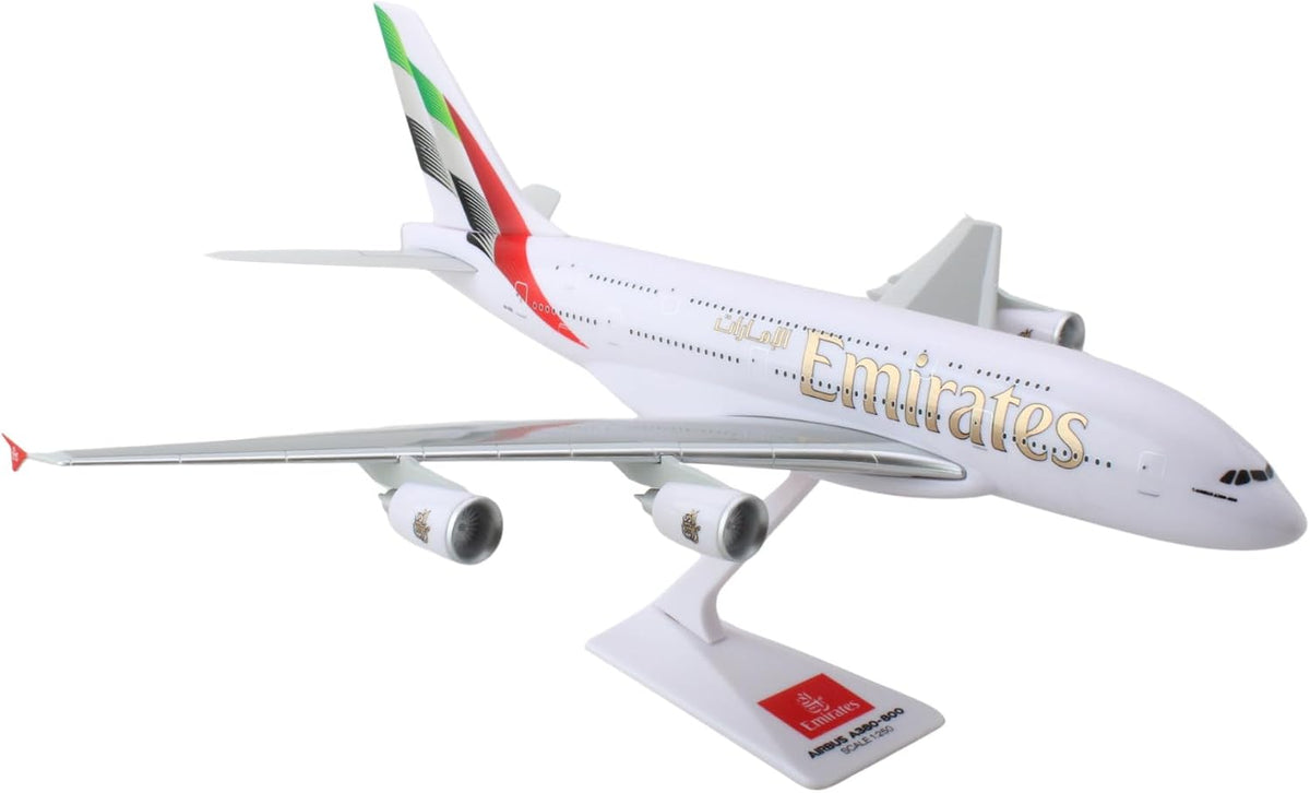 Skymarks Lite Emirates A380 Escala 1/250 | Modelo Coleccionable de Avion con Base | Detallado, Plastico Inyectado, Licencia Oficial | 10.75 Pulgadas de Largo, 12.5 de Envergadura | +14 Anos