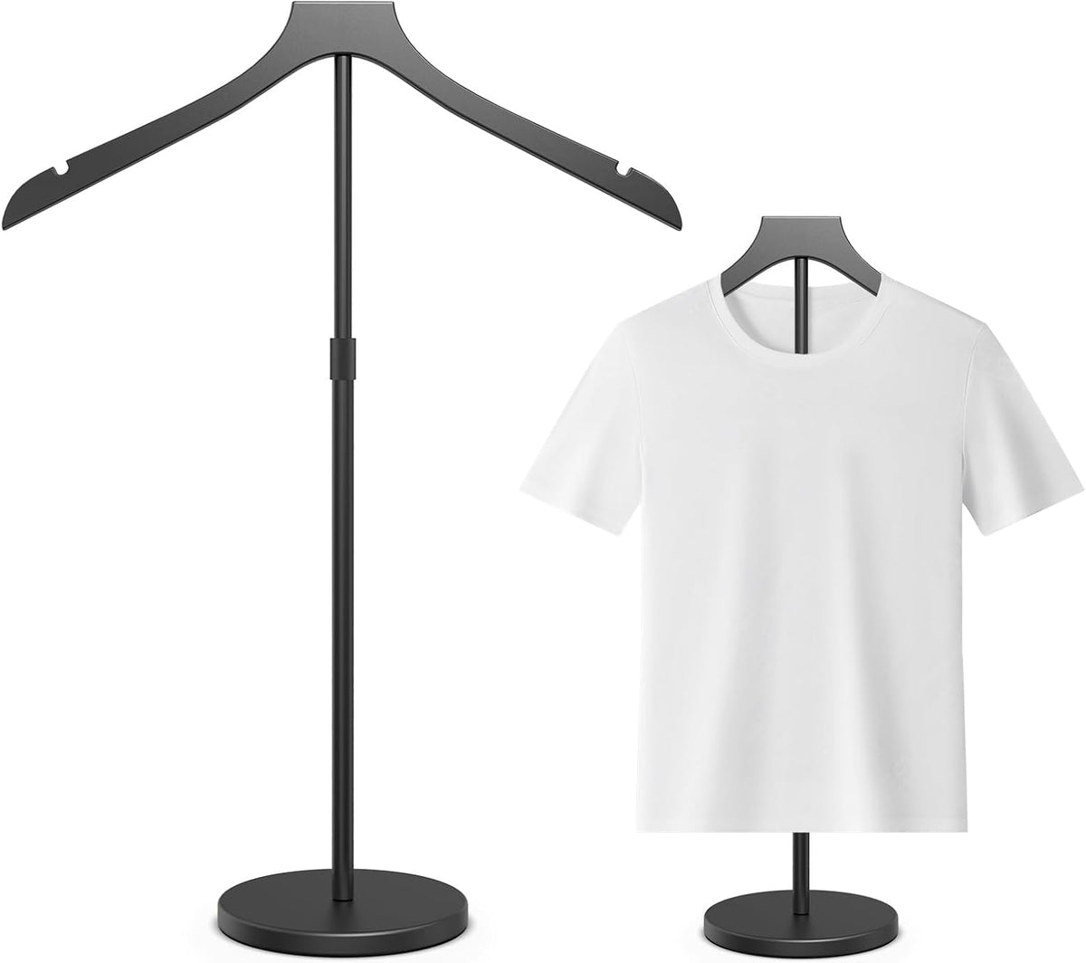 Torso de maniquí, soporte de exhibición de camisas ajustable en altura de 20 a 34 pulgadas, soporte de exhibición de birretes y togas, maniquí estable para prendas de vestir, percha para abrigos y chaquetas, fácil de instalar, color negro.