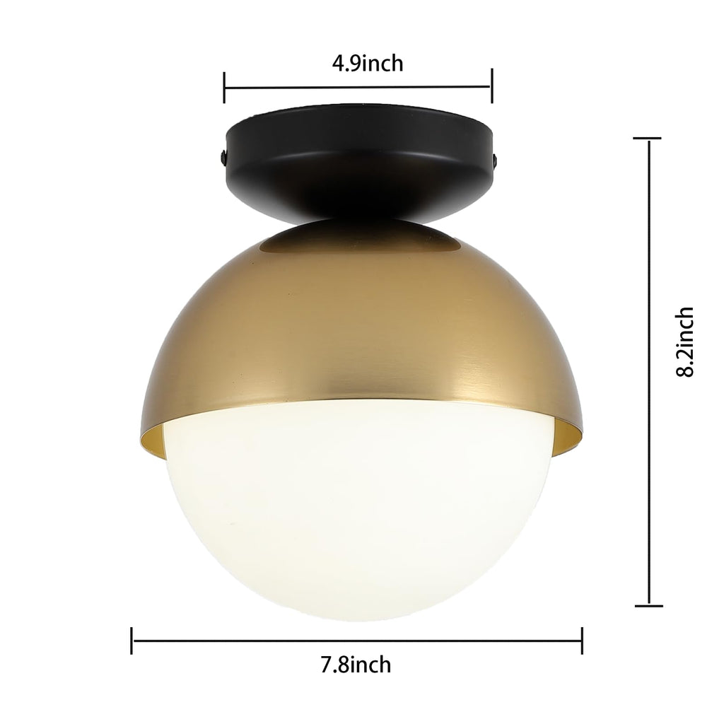Lámpara de Techo Globo Mid Century Modern — Vidrio Esmerilado, Acabado Negro, 1 Luz, Bombillo Incluido