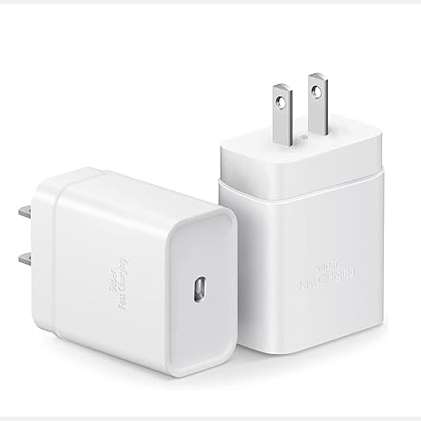 Cargador adaptador de corriente USB-C de 25 W - Paquete de 2 cargadores rápidos tipo C compatibles con Samsung Galaxy S26 Ultra/S26/S26+/S25 Ultra/S25/24 Ultra/S24/S23 Ultra/S22 Ultra