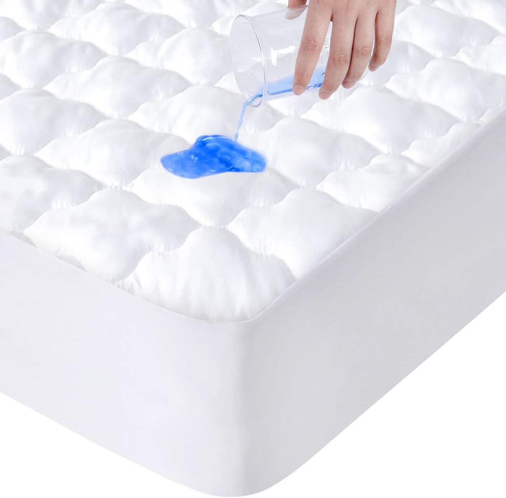 Protector de Colchon Matrimonial Impermeable Acolchado | Transpirable y Refrescante, Ajustable hasta 35cm | Full, Blanco