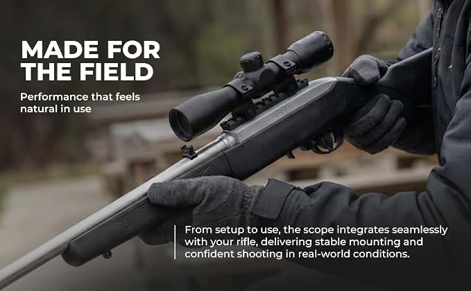 Mira para Rifle 4x32 con Retícula Mil-Dot y Base Incluida – Óptica Compacta de Aluminio Aeronáutico, Tubo de 1 Pulgada, Negro Mate