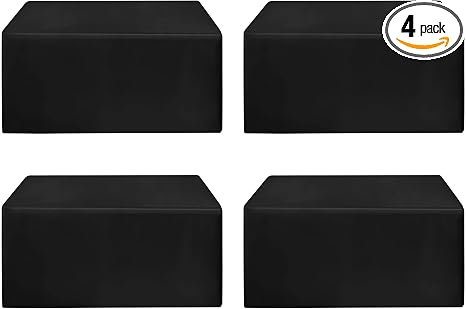 HolidayIdeas Manteles ajustables de color negro, 96 x 30 pulgadas, paquete de 4 manteles rectangulares para mesas de 8 pies, manteles de tela de poliéster para fiestas, cenas de vacaciones, bodas