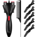 ADVERTENCIA: 2 piezas faltantes. Juego de 7 piezas para trenzar el cabello automáticamente: máquina electrónica para hacer trenzas, rizador de cabello con peine y pinzas para peinar (negro).