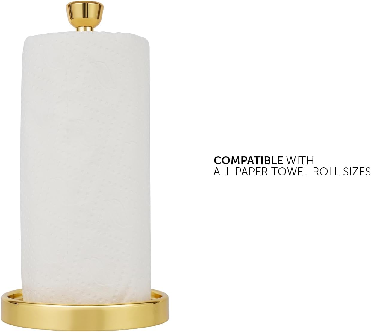 Ivilon Toallero de papel para encimera - Diseño moderno de tapa de extremo cónico - Color dorado pulido