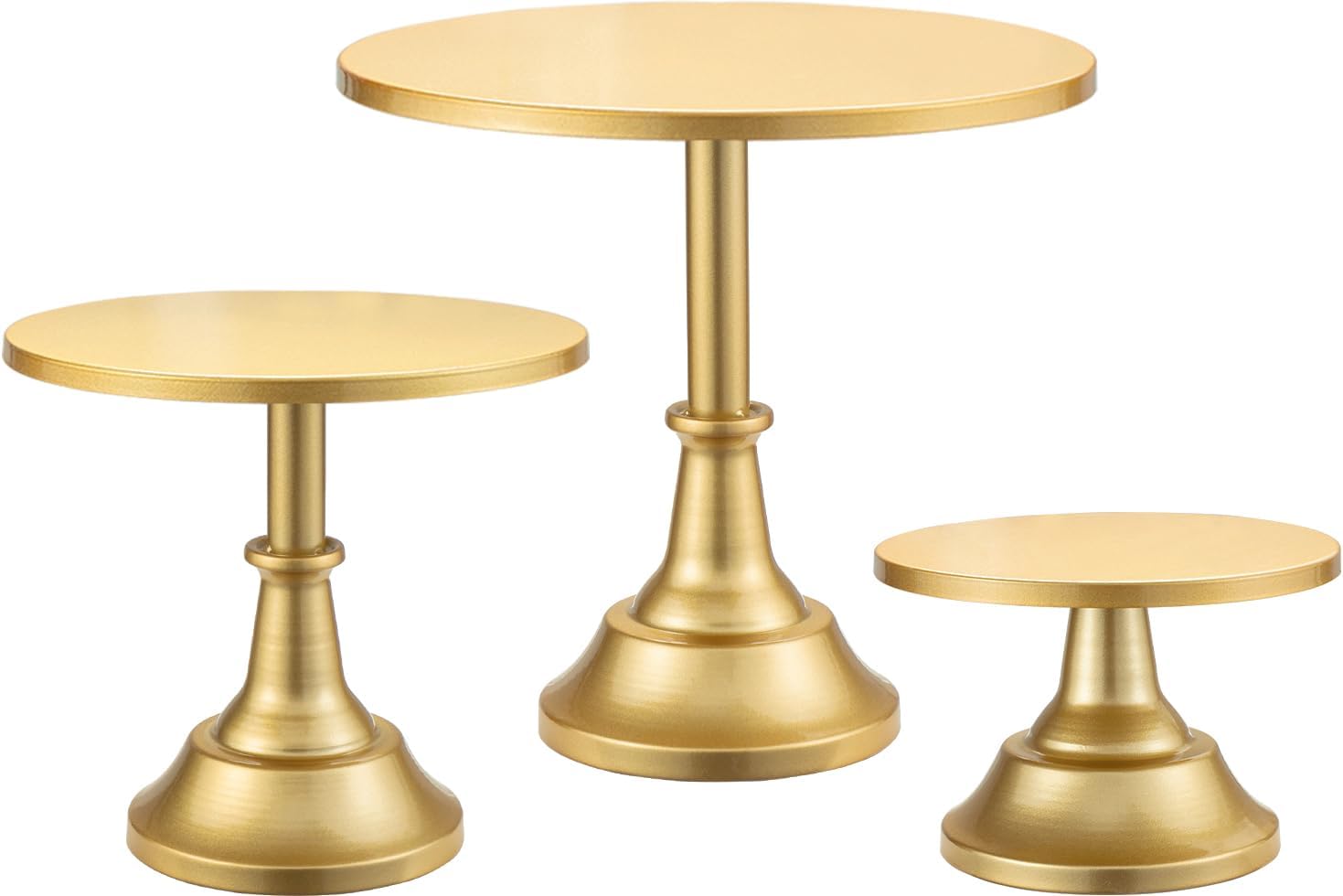 HBlife 3-PCS Gold Cake Stand Set (8"/10"/12" Plate) for 6-10 Inch Cakes, Perfect Dessert&Cake Display Stand, Cupcake&Cake Stands for Party, Wedding, Birthday, Baby Shower, Anniversary (Metal)