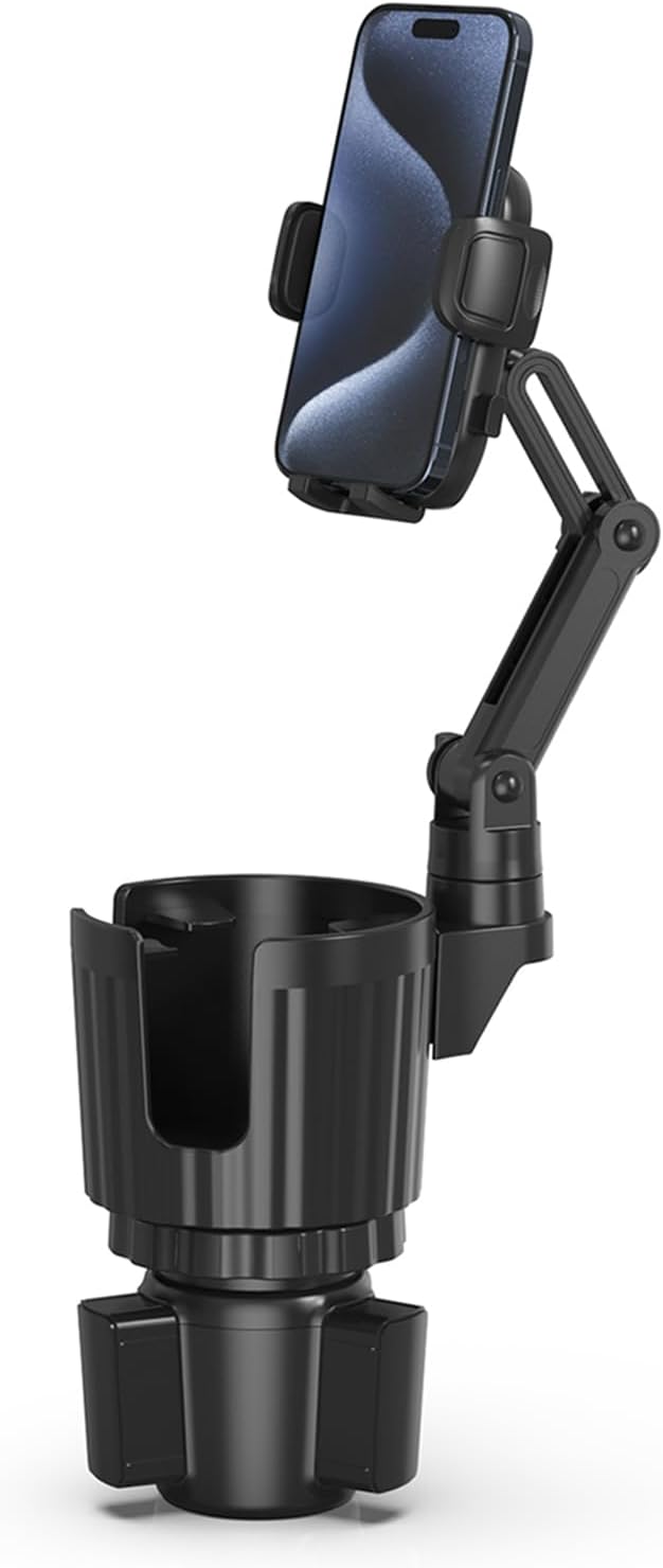 ⚠️ 1 Pieza Dañada – Soporte de Teléfono para Auto 2 en 1 con Portavasos | Brazo Largo, Rotación 360°