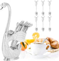 Watris Veiyi Juego de 6 cucharas pequeñas de acero inoxidable con base de cisne para café, pastel, postre, helado, té (plateado)