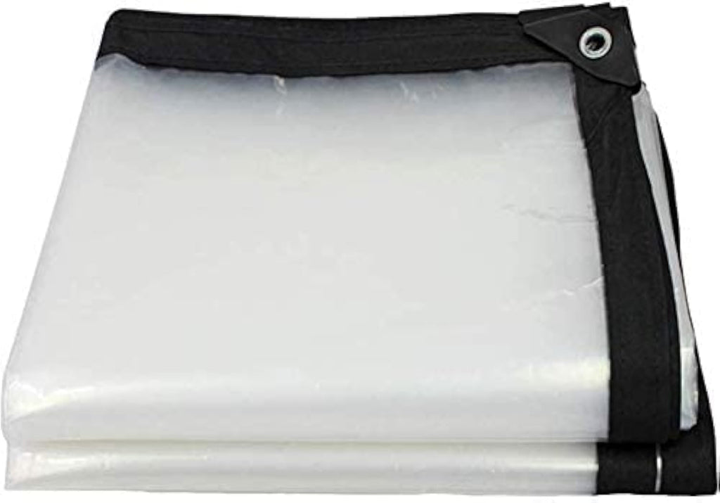 Lona transparente impermeable con ojales (paquete de 2), 2,4 x 3 m, resistente, de plástico multiusos para jardín, invernadero, muebles y gallinero. 
