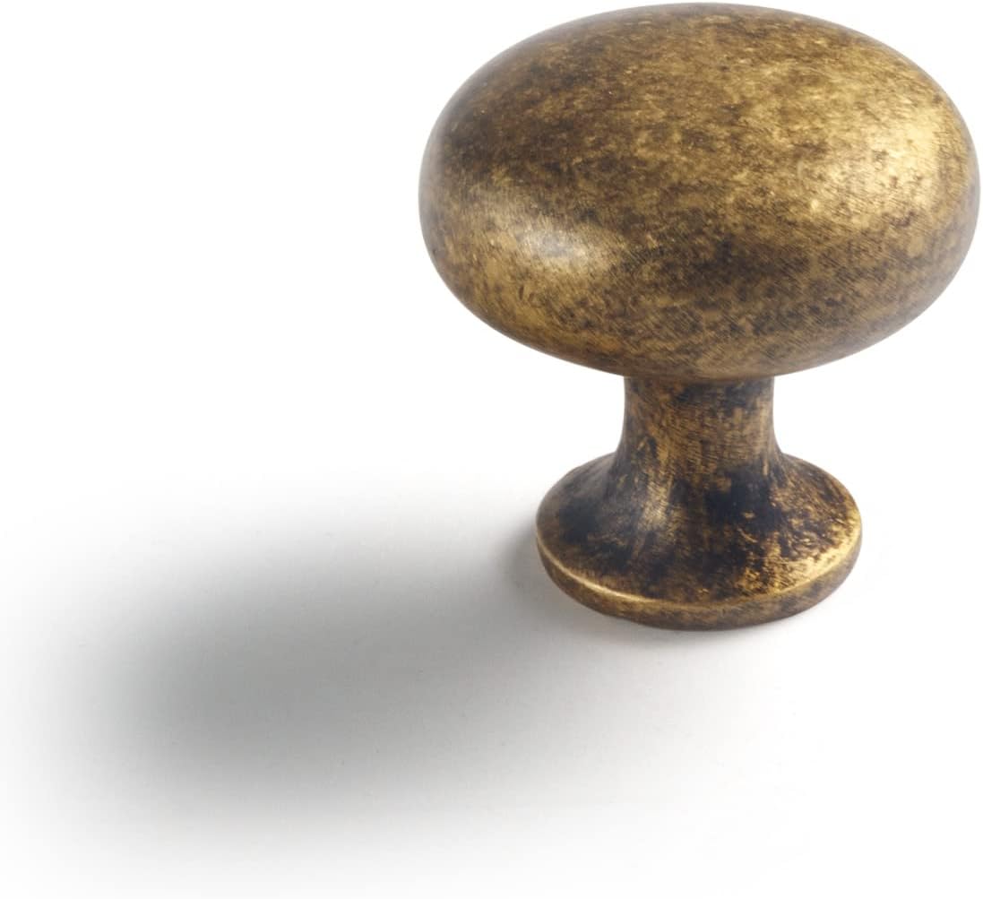 Tirador de armario Goo-Ki Vintage Retro de aleación de zinc y latón antiguo - Tirador de armario de lujo asequible con un solo orificio central para dormitorio, cocina, paquete de 6…