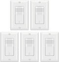 BESTTEN Paquete de 5 interruptores de luz con sensor de movimiento, PIR (presencia y ausencia), 800 W 1/6 HP, 120/277 V, unipolar, requiere cable neutro, placa de pared incluida, certificado UL, blanco