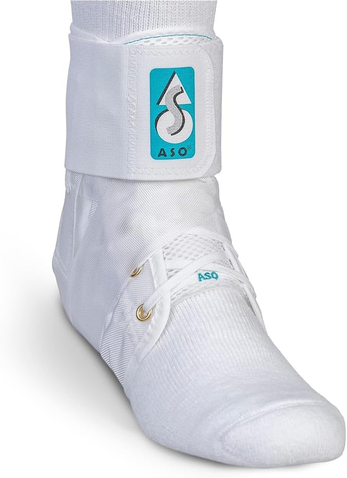 Med Spec ASO Estabilizador de Tobillo (Pequeno, Blanco) | Tobillera con Cordones para Esguinces y Tendinitis Peronea | Soporte Ortopedico para Deportes
