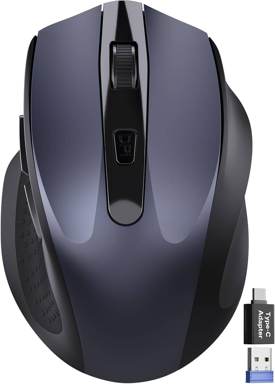 Mouse Inalámbrico para Laptop 2.4GHz | Con Puerto USB-A y Adaptador USB-C | 6 Botones y 3 Niveles DPI | Para PC, Escritorio y Tablet | M21