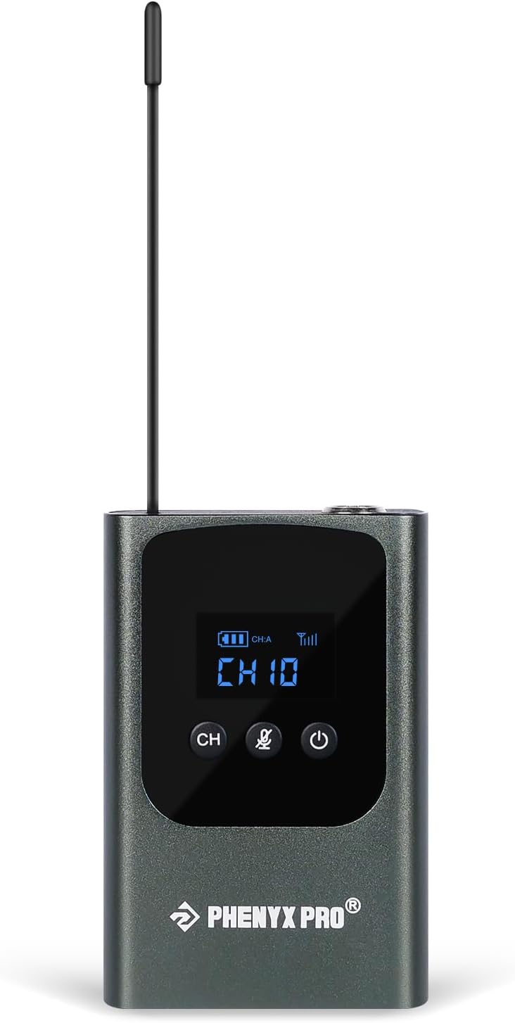 Transmisor portátil de petaca Phenyx Pro, petaca UHF de 900 MHz con conector XLR de 3 pines y 15 frecuencias seleccionables, compatible con PDP-1/2 en la banda UHF de 900 MHz (PWB-P-900).