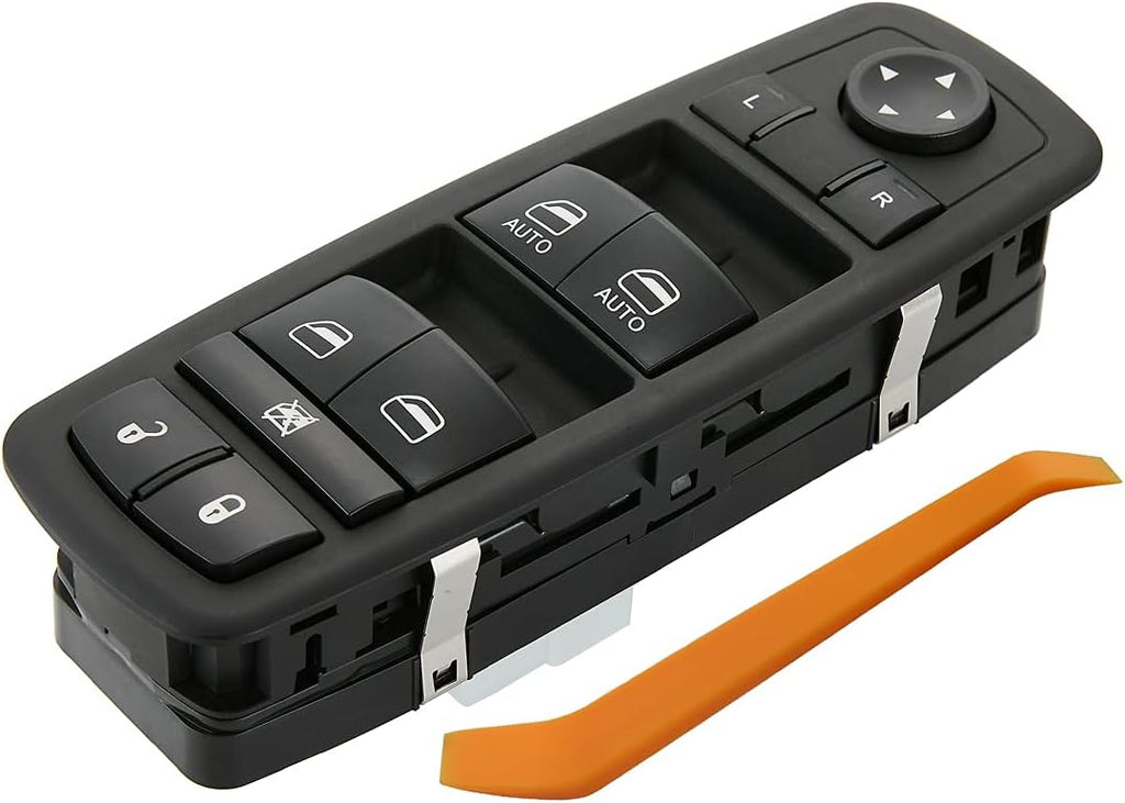 Interruptor principal de elevalunas eléctrico ZAPOSTS. 11 pines metálicos. Compatible con Jeep Grand Cherokee 2011, 2012, 2013 y 2014. Dodge Durango. Interruptores de control del lado del conductor, delantero izquierdo. Luz LED verde.