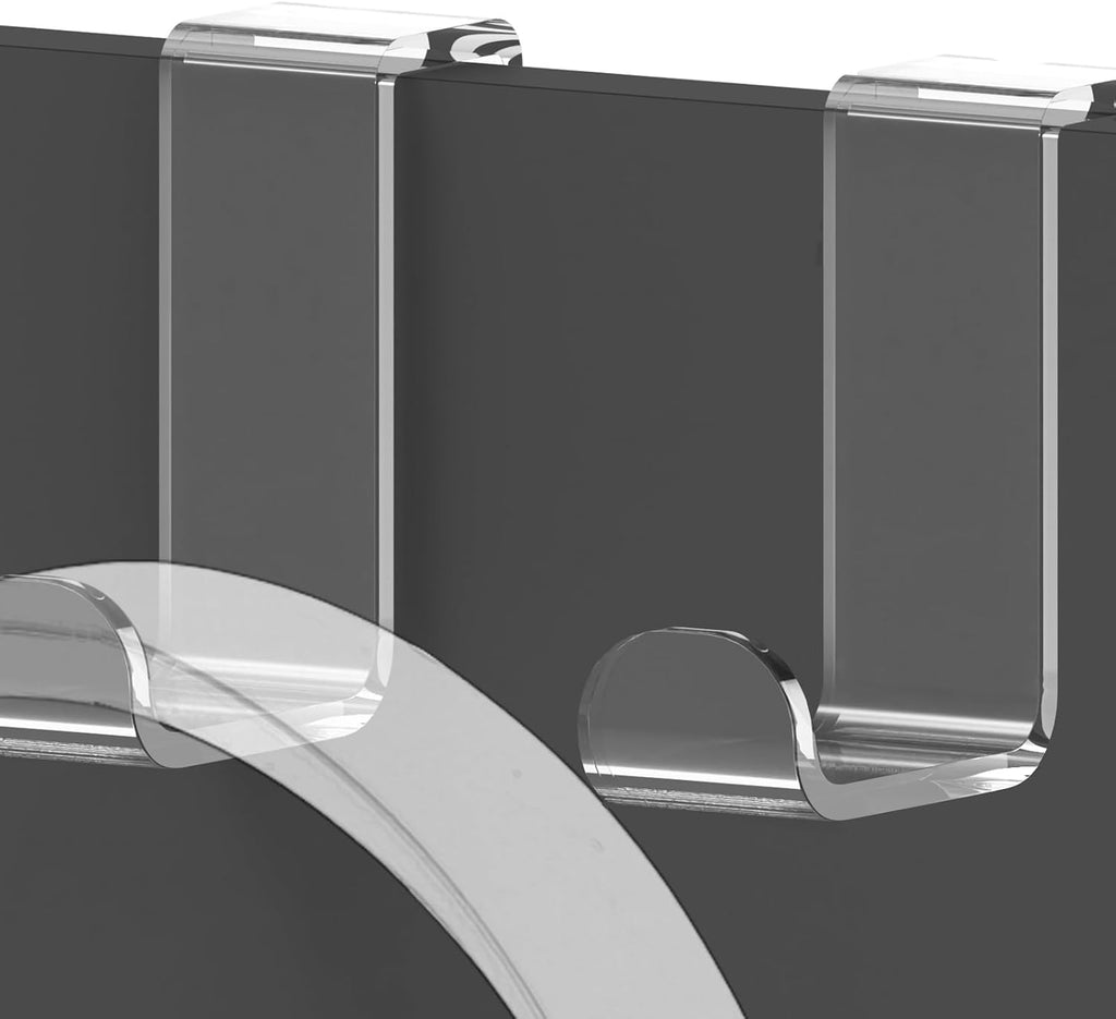 (USADO) GEEKRIA Ganchos Acrilicos de Pared para Audifonos | Soporte Colgador para Diademas | Compatible con Bose, Sony, Sennheiser, ATH, AKG, JBL 2 Piezas Transparente