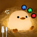 (SIN CABLE USB) IFTHFOUR Lampara de Noche DoDo Pato | Luz LED de Silicona Regulable, Recargable USB-C, RGB y Blanco Calido para Ninos y Habitaciones