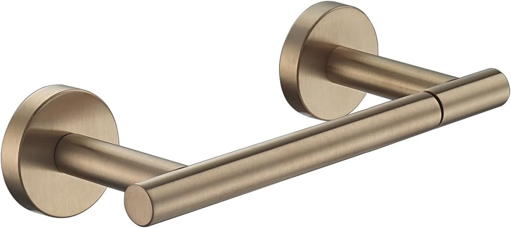 Portarrollos de papel higiénico JQK color bronce champán, soporte de doble poste pivotante de 19 cm para montaje en pared de baño, acero inoxidable 304, capacidad para rollos grandes, TPH150-CB