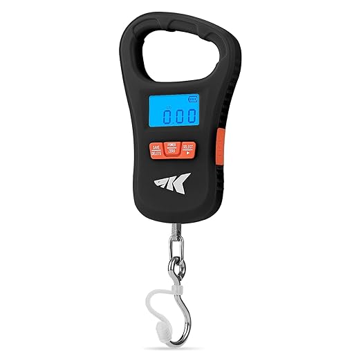 Balanza de pesca KastKing ToughTide con carga USB, capacidad de 65 lb, balanza digital ultradelgada, pantalla LCD, mango ergonómico, pesaje digital de peces, accesorios de pesca para hombres.