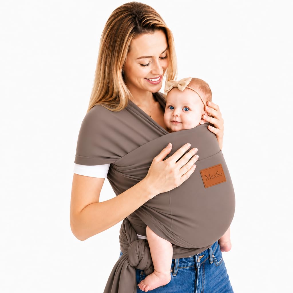 Portabebés tipo fular - Fular portabebés de algodón premium para recién nacidos y niños pequeños - Portabebés para bebés de 3,6 a 15,9 kg - Portabebés de talla única con bolsillo frontal de Max&so