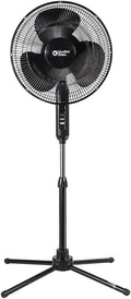 Ventilador de pie Comfort Zone, ventilador de pedestal de 16 pulgadas para dormitorio, ventilador de piso de 3 velocidades, oscilación de 90 grados, altura ajustable, inclinación ajustable, circulador de aire oscilante, negro