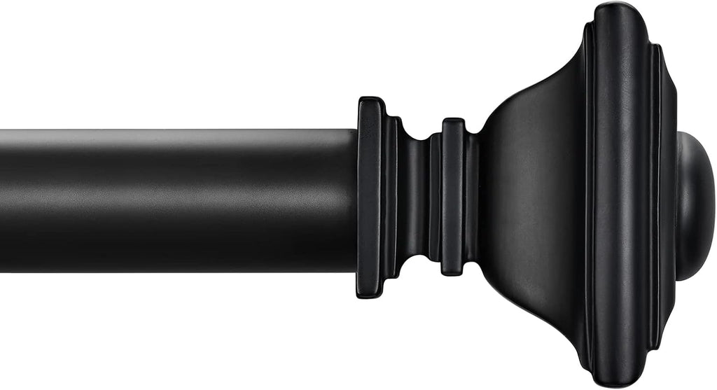 Barras para cortinas BRIAFOX NEGRAS para ventanas, longitud ajustable de 48 a 84 pulgadas, diámetro de 1 pulgada, barras para cortinas de ventana resistentes para interiores y exteriores con remates cuadrados clásicos.