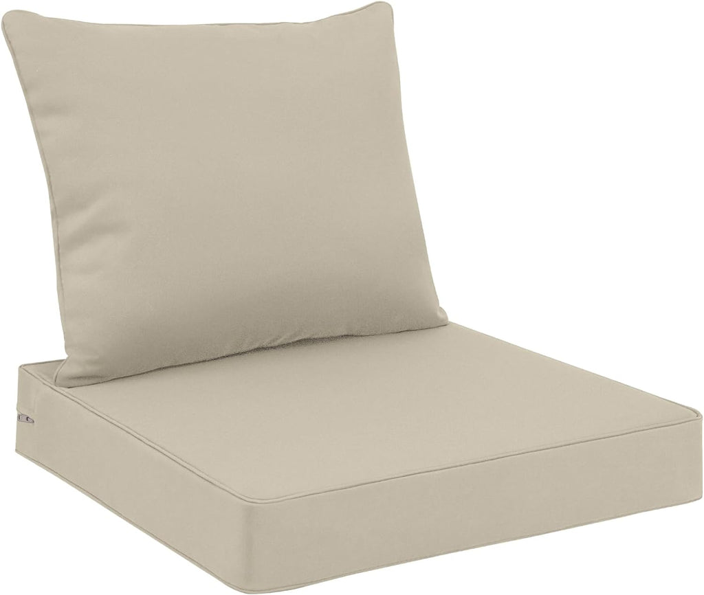 Favoyard Set Cojin de Asiento Exterior 24 x 24 Pulgadas | Resistente al Agua y Decoloracion, Funda Removible con Amarres