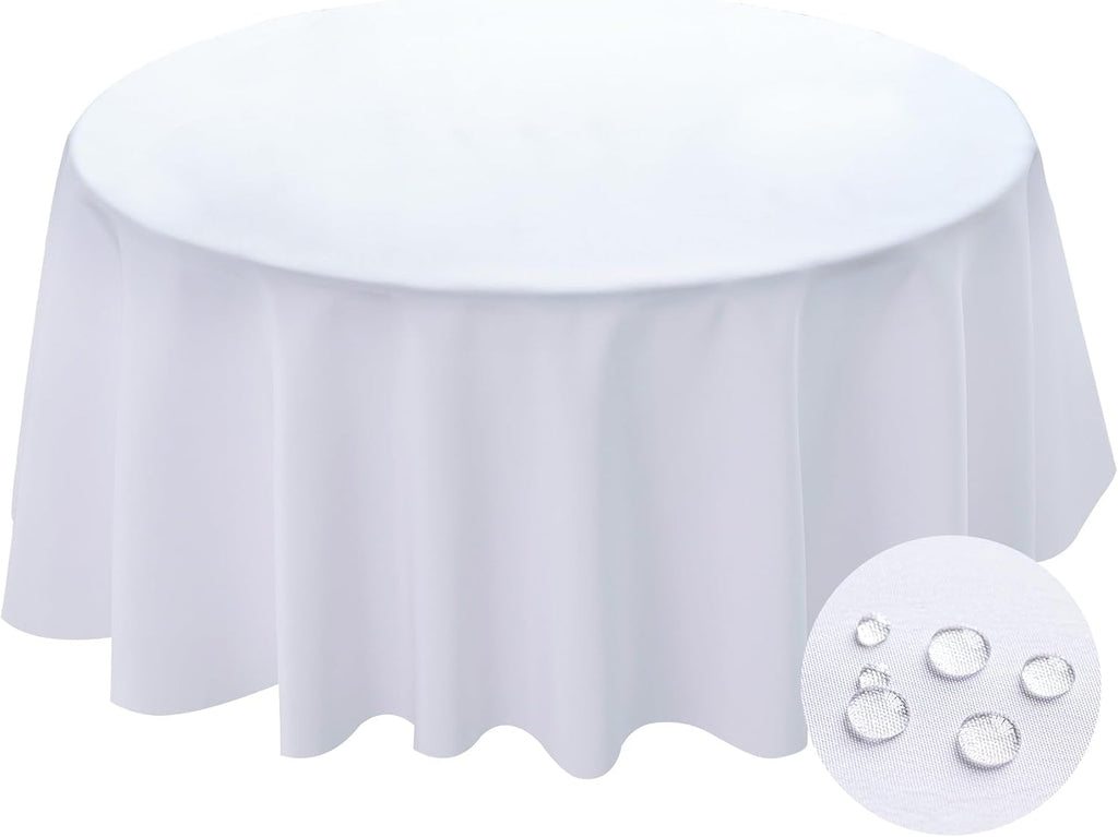 Mantel redondo BYDOLL de 90 pulgadas, apto para mesas redondas de hasta 80 pulgadas de diámetro, blanco, lavable, resistente a arrugas y manchas, de poliéster, ideal para fiestas.