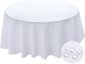 Mantel redondo BYDOLL de 90 pulgadas, apto para mesas redondas de hasta 80 pulgadas de diámetro, blanco, lavable, resistente a arrugas y manchas, de poliéster, ideal para fiestas.