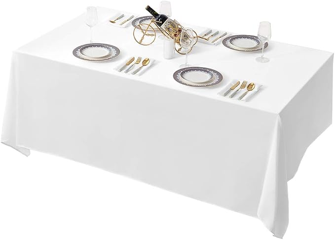 Surmente 90 x 132-Inch Rectangular Polyester Tablecloth Weddings, Banquets Restaurants(White)