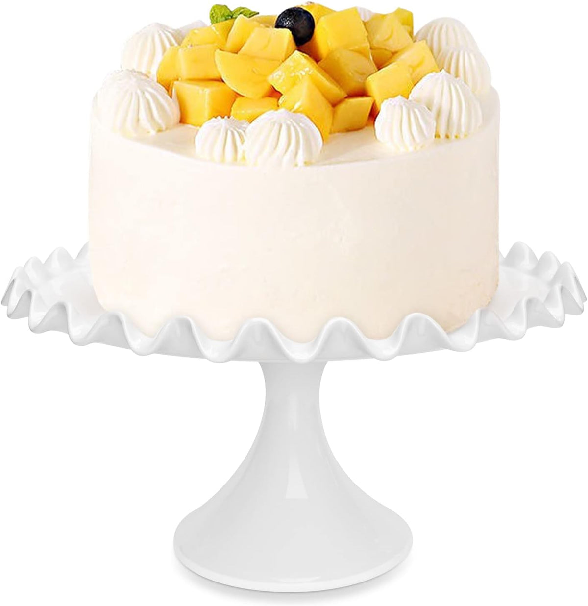 Quegroot Base para Pastel de Porcelana Redonda 12" - Stand Blanco para Bodas y Cumpleaños