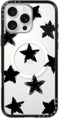 CASETiFY Funda Compacta iPhone 16 Pro Max | Delgada Compatible con MagSafe | Proteccion Militar 2X Caida 1.2m | Star Marks Negro Transparente
