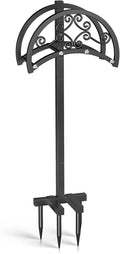 Soporte para manguera de jardín OLV, soporte de metal resistente para manguera de agua de exterior, estaca independiente con 4 puntas, capacidad para 45 metros de manguera, soporte decorativo desmontable para manguera, ideal para exteriores, jardín