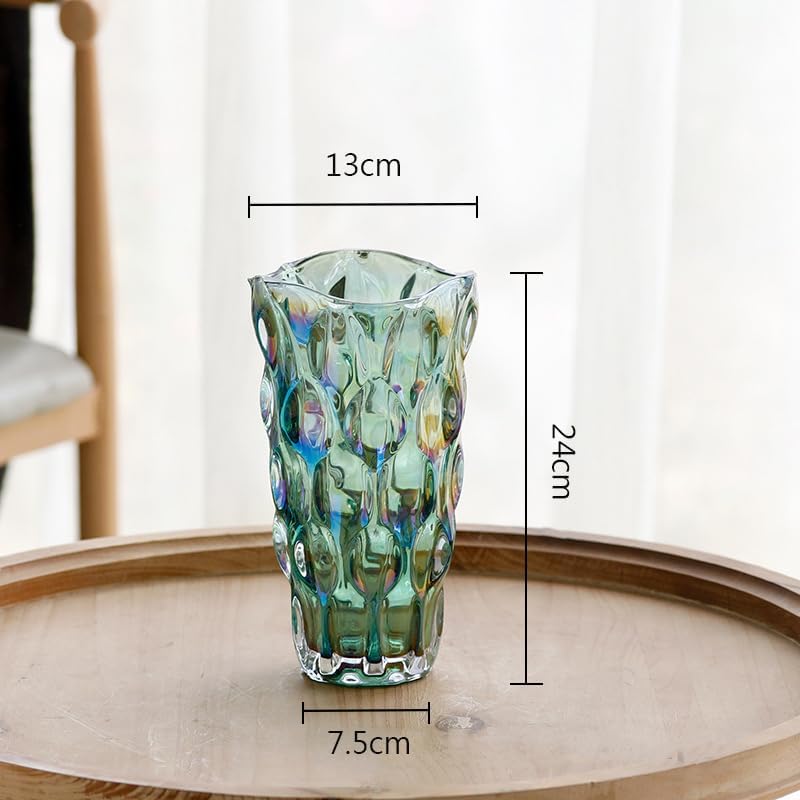 Jarrón moderno de cristal transparente para decoración de centros de mesa altos de flores para el hogar (verde colorido)