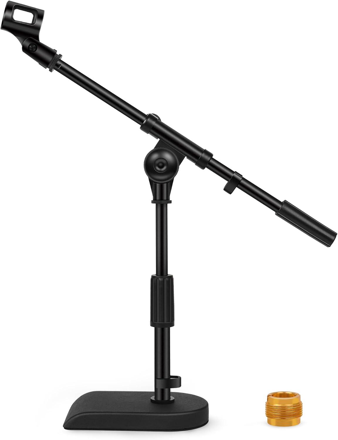 Soporte de micrófono de escritorio ajustable InnoGear, base con peso y embrague giratorio de agarre suave, brazo articulado, soportes roscados de 3/8" y 5/8" para Blue Yeti y Blue Snowball, bombos, amplificadores de guitarra, color negro.