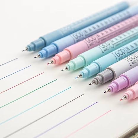 HANKU Bolígrafos de color de punta fina, bolígrafos de punta fina de 0.38 mm, juego de 8 colores de punta fina, juego de micro bolígrafos para planificador de la Biblia, ideal para escritura, dibujo