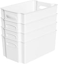 Hommp Pack 4 Organizadores de Plastico Abiertos | Cestas de Almacenamiento para Despensa y Alacena Blanco