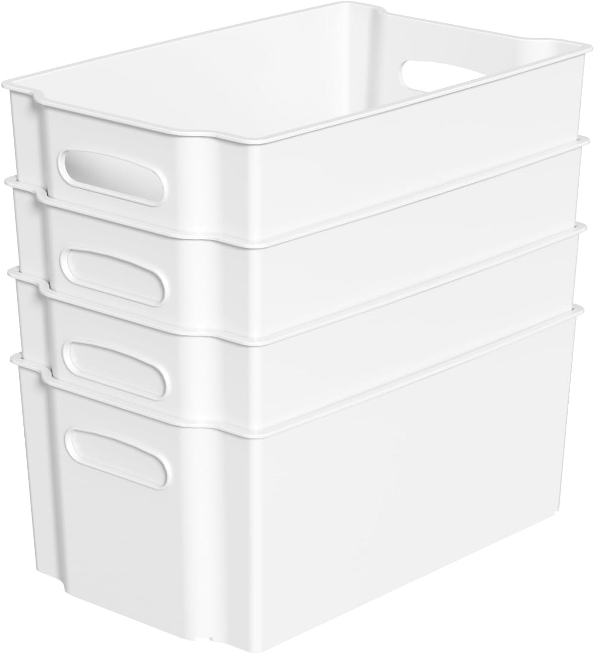 Hommp Pack 4 Organizadores de Plastico Abiertos | Cestas de Almacenamiento para Despensa y Alacena Blanco