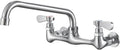 Wall Mount Kitchen Faucet Commercial Sink Faucet with 8 Inch Swivel Spout | Two Handles,8 Inches Center,Gooseneck 360° Rotating Spout,Faucet for Restaurant/Laundry/Utility Sinks,Lead-Free,Chrome Finish