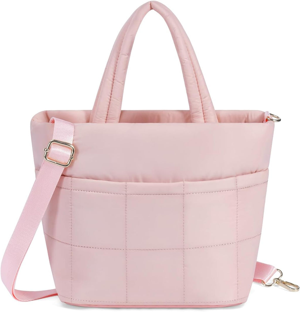 Bolsos cruzados ECOHUB para mujer, bolso pequeño acolchado, mini bolso de hombro, bolso cruzado antirrobo RFID, cartera informal de viaje, color rosa.