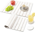 3 tapetes grandes de piedra para secar platos en la encimera de la cocina - Tapete de tierra de diatomeas de secado rápido con 2 posavasos, almohadilla de secado de piedra ultra absorbente para platos y tazas, resistente al calor, mármol blanco