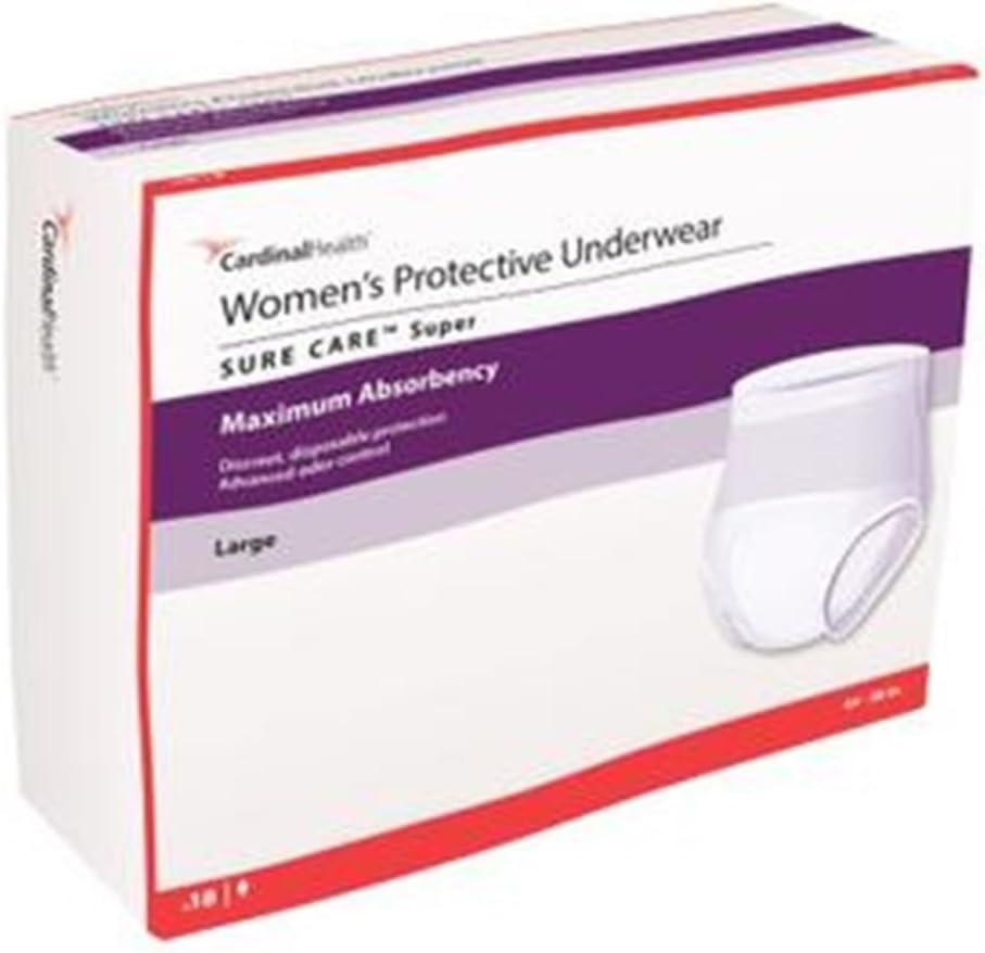 Ropa Interior Protectora Cardinal Health Sure Care Super para Mujer | Maxima Absorcion, Blanco | Calzones Desechables Talla Grande | Caja de 72