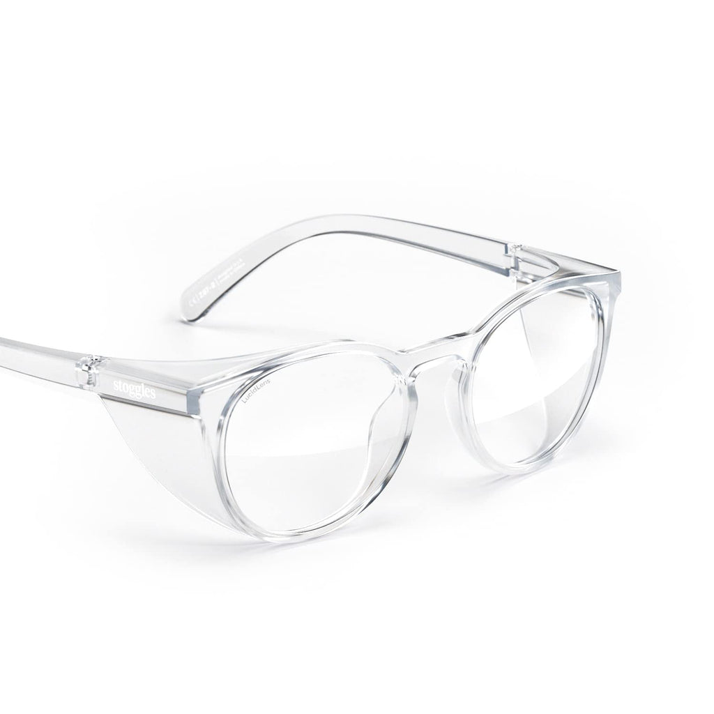 Stoggles Round Z87.1 Certified Polycarbonate Safety Glasses, Scratch & Shatter-Proof, Blue-Light & UV Blocking Lens, Top & Side Shields, Anti-Fog Dip Coated, Durable, Protective & Stylish Eyewear