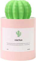 ⚠️ NO CONTIENE EL CABLE CONECTOR TIPO (B) | Minihumidificador, 280ml USB Portátil Cactus Difusor de aire con niebla fría, Funcionamiento Ultra-silencioso para Dormitorio Hogar Oficina Yoga Auto Viajes (Rosa)