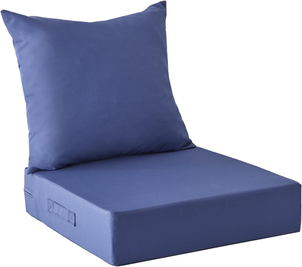 Cojines de Exterior IPYNBAP para Patio | Set 24x24x5.75 pulgadas | Impermeables Anti-Decoloracion | Funda Removible | Azul Marino