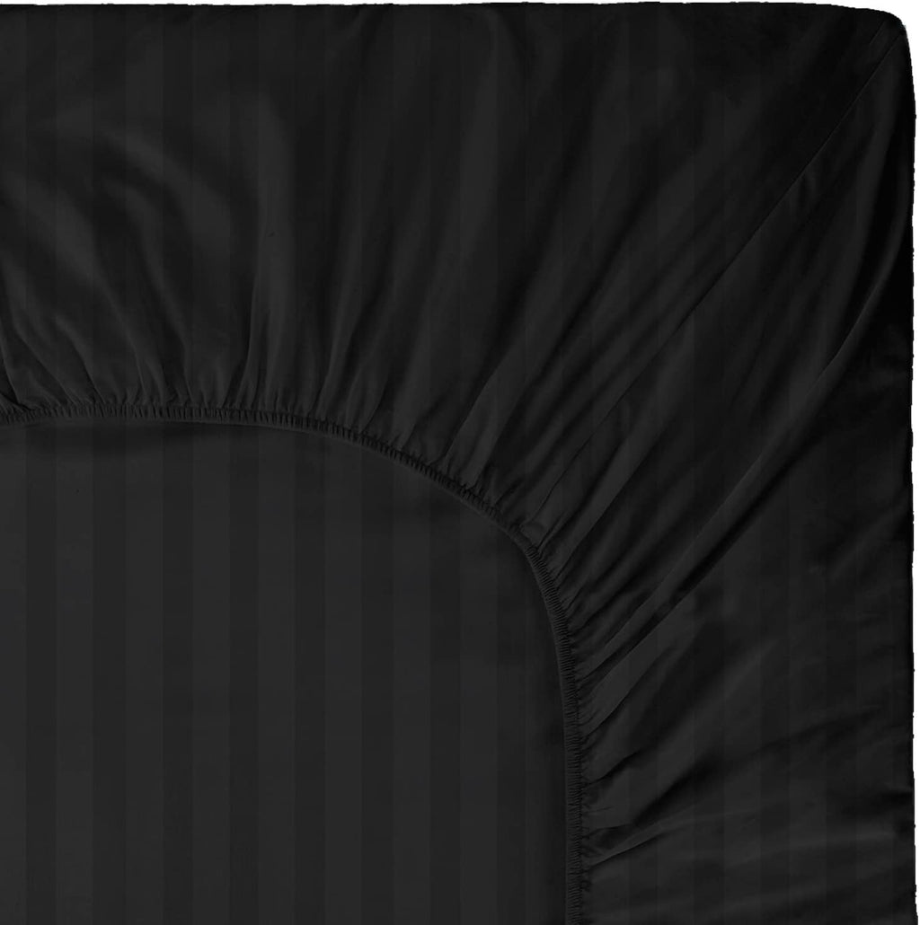 Sábana Ajustable Sunday Home 400 Hilos 100% Algodón – Satinado Damask, Gris Oscuro, Queen