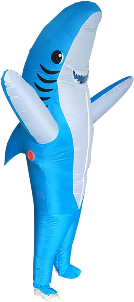 Poptrend Disfraz Inflable de Tiburón Azul para Adultos – Halloween, Cosplay y Fiestas de Cumpleaños