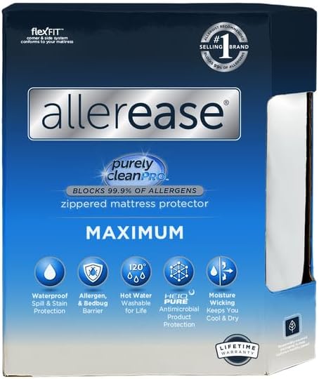 ⚠️ TWIN XL (38.5 x 79.5 in) — AllerEase Protector de Colchón Impermeable, Máxima Protección contra Alergias, Funda Completa