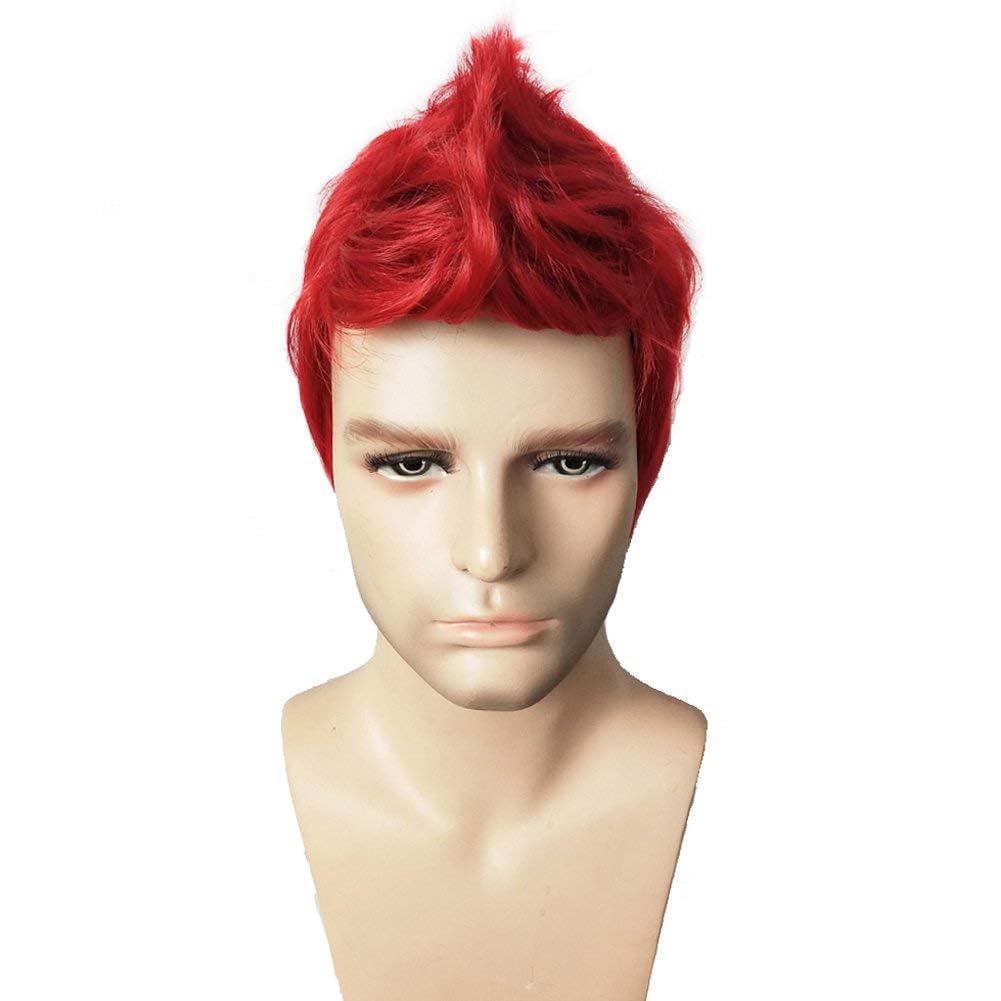 Peluca roja RightOn para hombre, pelucas rojas cortas para cosplay y fiestas, incluye gorro para peluca.
